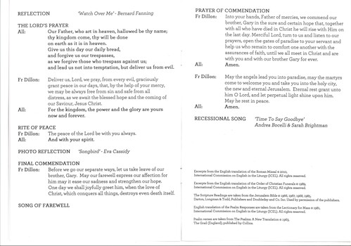 Funeral Order of Service for Gary Cooper OAM.