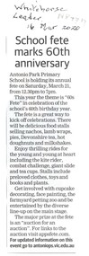 Antonio Park Primary School planned on holding its annual fete on 21 Mar 2020 which marks its 60th birthday year.