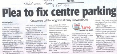 Article, Plea To Fix Shopping Centre Parking, 07/11/2019