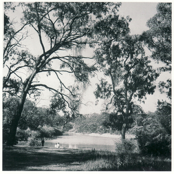 Black and white photo of Blackburn Lake.