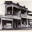 Black and white photo of early shops in Railway Road, Blackburn built in 1880s.