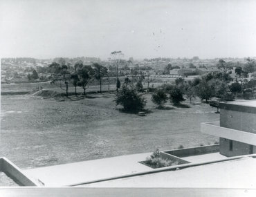 Photo taken in 1973 Black and white photo of view from Nunawading Civic Centre, looking North