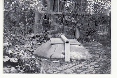 Black and white photo of well at rear of original Blackburn Post OfficPost Office|See also NP760