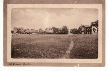 Sepia postcard entitled 'The Crescent, Blackburn'.ow Gordon Crescent, Blackburn.  Picture shows Victorian and Edwardian homes.|Probably these homes were part of the land boom of the 1890s.