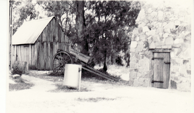 Photograph, Smokehouse and Barn, Schwerkolt Cottage, 1976