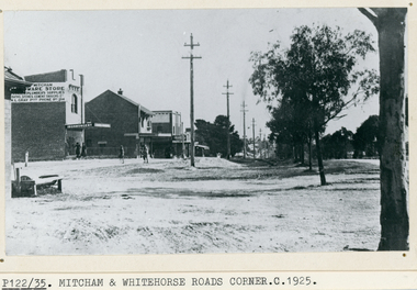  Black and white photo of Whitehorse Road, Mitcham looking west -1925.