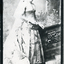 Black and white photo of Marian Hinde, 1886.  The wedding dress in photo on display in museum.