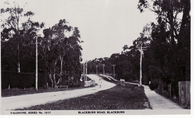Black and white photo of Blackburn Road (captioned)
