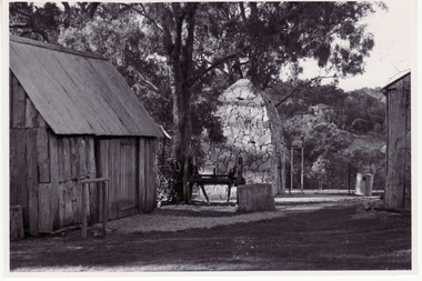 Black and white photo of Smokehouse and Smithy at Schwerkolt Cottage
