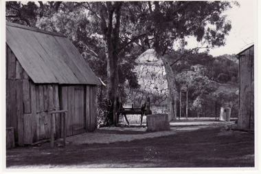 Black and white photo of Smokehouse and Smithy at Schwerkolt Cottage