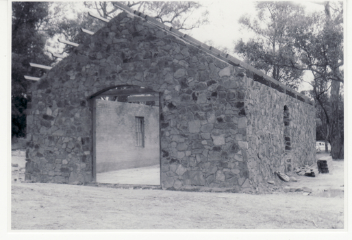 Black and white photo of construction of Nunawading Historical Society Museum Building
