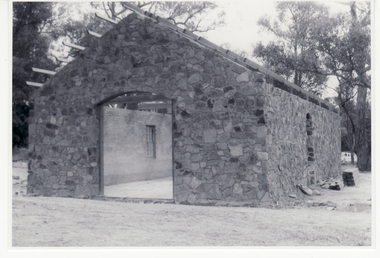 Black and white photo of construction of Nunawading Historical Society Museum Building