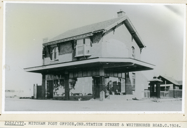 Black and white photo of Mitcham Post Office built 1924.