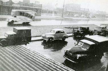 Photograph, Snow falling, 1951