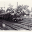 Black and white photo of passenger train, D3 locomotive used  on  the Ringwood line until 1926 passing Blackburn Tile Works