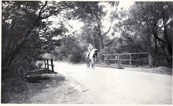 Black and white photo of bridge over Lake Road, Blackburn