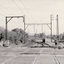 Black and white photo of Blackburn Railway Station taken from Blackburn Road Railway Crossing looking west.