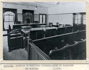 Photograph, Municipal Chambers - Interior - Shire of Blackburn & Mitcham, C1928