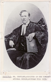 Black and white photo of Mr. Pentland, Minister of Congregational Church, Springvale Road until 1878