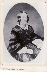 Black and white photo of Mrs. Pentland, wife of Minister of Congregational Church till 1878 