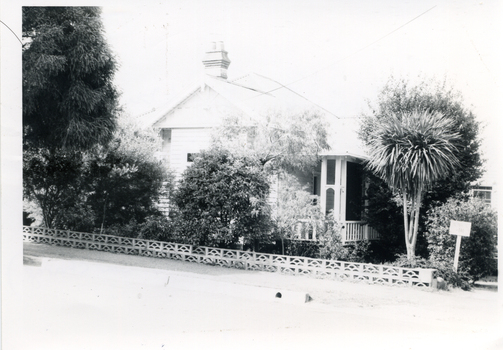 Black and white photo of original Police station in Blackburn.  Constable Costello in charge