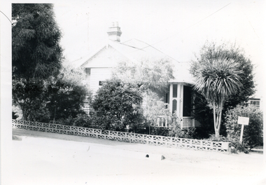 Black and white photo of original Police station in Blackburn.  Constable Costello in charge