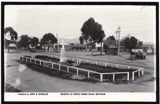 Black and white photo of reserve in Whitehorse Road, Mitcham.