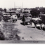 Black and white photo of  traders horse drawn carts in Blackburn Railway Yards in 1923.