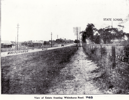 Black and white photo of Whitehorse Road, Blackburn Circa 1923.