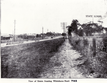 Black and white photo of Whitehorse Road, Blackburn Circa 1923.