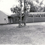 Black and white photo of Blackburn Scout Hall. On left is Joe Swads Hall.