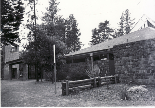 Black and white photo of St. Thomas The Apostle Peace Memorial Church in Central Road, Blackburn, built in 1972.