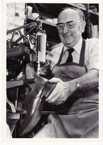 Photo of Edwin Schwab, Boot Maker, with many year's service in Blackburn
