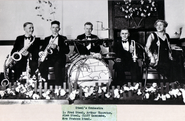 Black & white photo of Steel's Orchestra. 