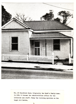 Black & white photo of 26 Blackburn Road. Originally family home of Rooks. 