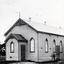 Black & white photo of United Free Methodist Church built in 1888 in Chapel Street.  Re-sited in 1902 to cnr. Whitehorse Road and Melvin Street, Ringwood.