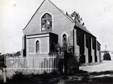 Black & white photo of Wesleyan Church . Built in 1891 in George Street.  Sold in 1939 and became dwelling. 