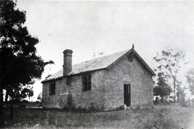 Black and white photo of Sagoe Common School No. 463. Built in 1864 on site of present  day Box Hill High School.