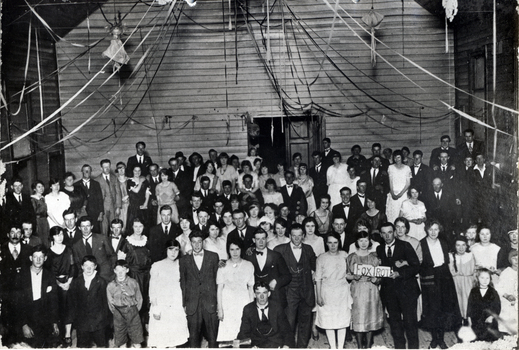 Black and white photo of Blackburn Football Club dance 1922.