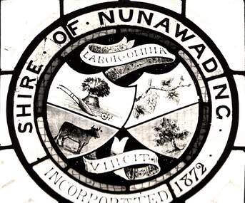 Black and white photo of Emblem of Shire of Nunawading.