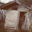 Coloured photo of wattle and daub dairy in backyard of 3 Almondsbury Court, North Blackburn