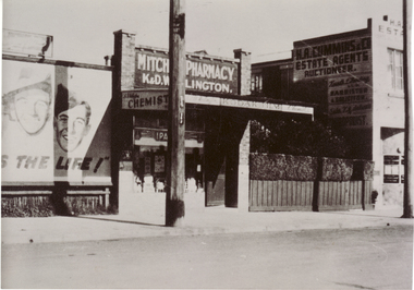Black and white photo of war time pharmacy in Mitcham