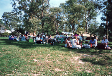 Coloured photo of Monash University of the Third Age Walking Group at Schwerkolt Cottage.