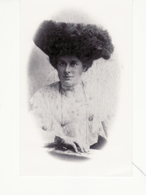 Black and white photo of Mrs Jessie Watts (aged 21) nee Kirkwood 1904 - 1972.  She came to Blackburn in 1929 and ran Watt's Dairy.
