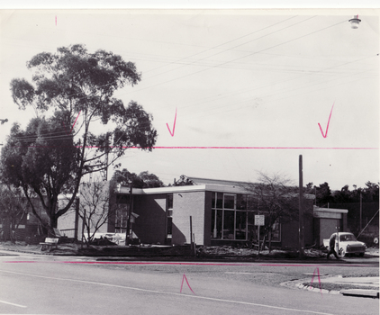 Black and white photo of Blackburn Public Library