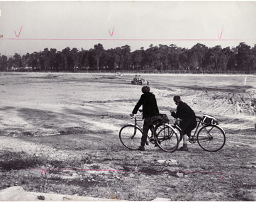 Black and white photo of Koonung Reserve with Bulldozer
