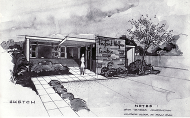2 copies of sketches of Blackburn Infant Welfare Centre