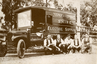 Photograph, Nunawading Shire Electric Supply Van & Workmen, 1920's