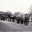Black and white photo of John McGlone's Funeral on 3 September 1892.. Horse drawn hearse with pallbearers 