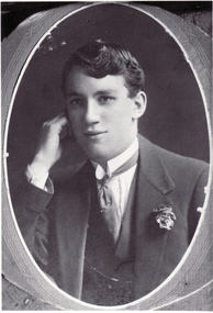 Black and white photo of Samuel Graham Davidson, Born 4/5/1896, Land Owner and Resident  Whitehorse Road, Simla and King Streets, Blackburn.